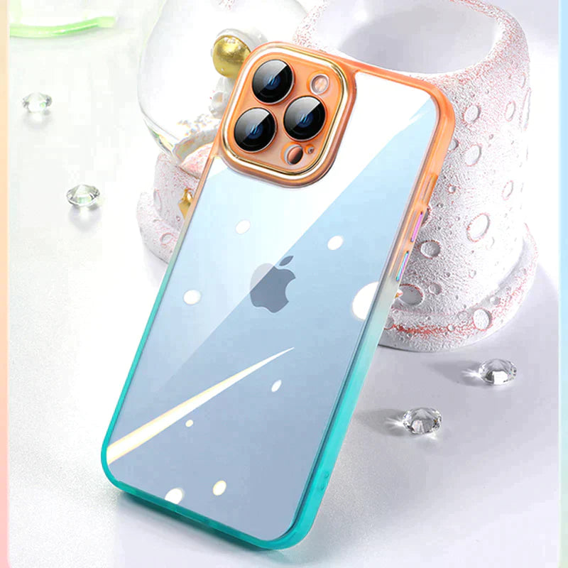 iPhone 13 Series Acrylic Gradient Colorful Bumper Case With Camera Ring Protection