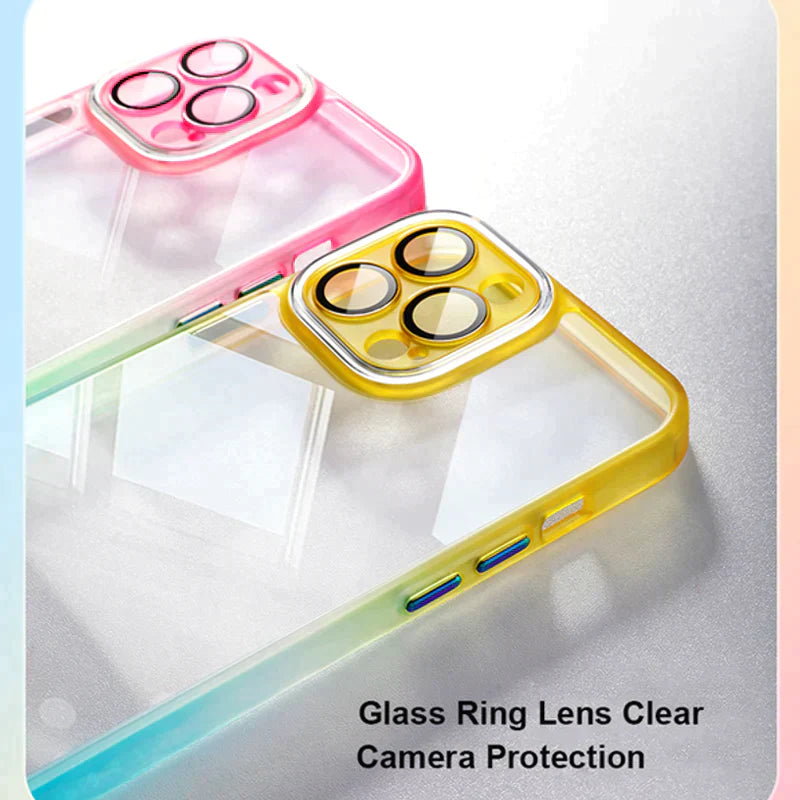 iPhone 13 Series Acrylic Gradient Colorful Bumper Case With Camera Ring Protection